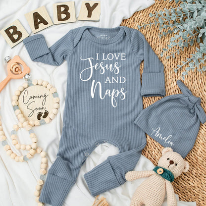 I Love Jesus and Naps Baby Bodysuit - Christian Newborn Outfit, Funny Religious Gift, Cute Faith Shirt, Trendy Design, Soft Cotton Clothes (139 chars)