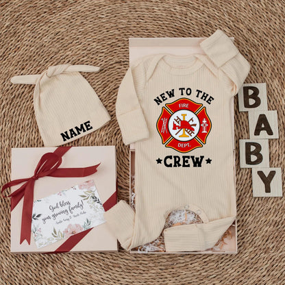 New to the Crew Firefighter Baby Bodysuit, Custom Newborn Fire Department Outfit, Adorable Fireman Dad Gift Soft Cotton Baby Clothes
