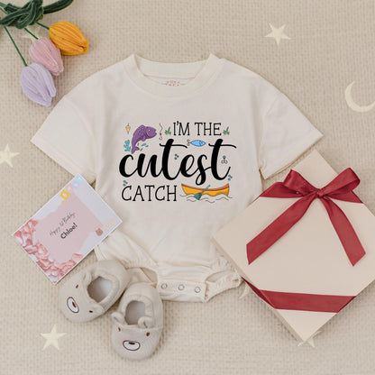 I'm the Cutest Catch Baby Romper Fishing Theme Cute Fish Boat Outfit Fun Baby Shower Gift 138