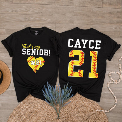 That's My Softball Senior 2025 T-Shirt for Girls, Custom Softball Mom Tee, Senior Night Game Day Shirt
