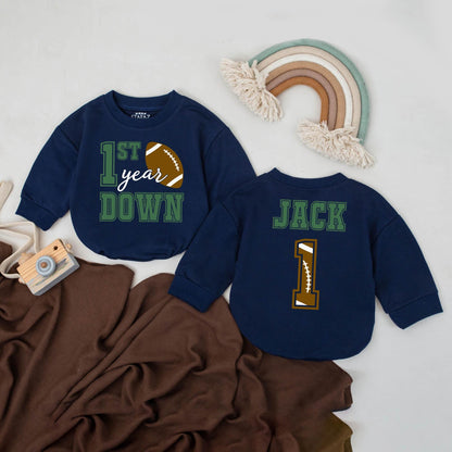 Personalized 1st Year Down Birthday Romper Game Day Baby Bodysuit Football Party Clothes Thoughtful Baby Shower Gift