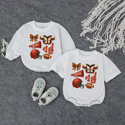 Future Football Star Baby Gift Set Vintage Sports Theme Outfit Boy New Dad Gift Newborn Coming Home Outfit Red Brown #1 Fan Soft Cotton Shower Gift 139