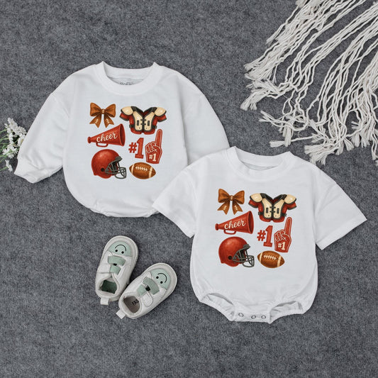 Future Football Star Baby Gift Set Vintage Sports Theme Outfit Boy New Dad Gift Newborn Coming Home Outfit Red Brown #1 Fan Soft Cotton Shower Gift 139