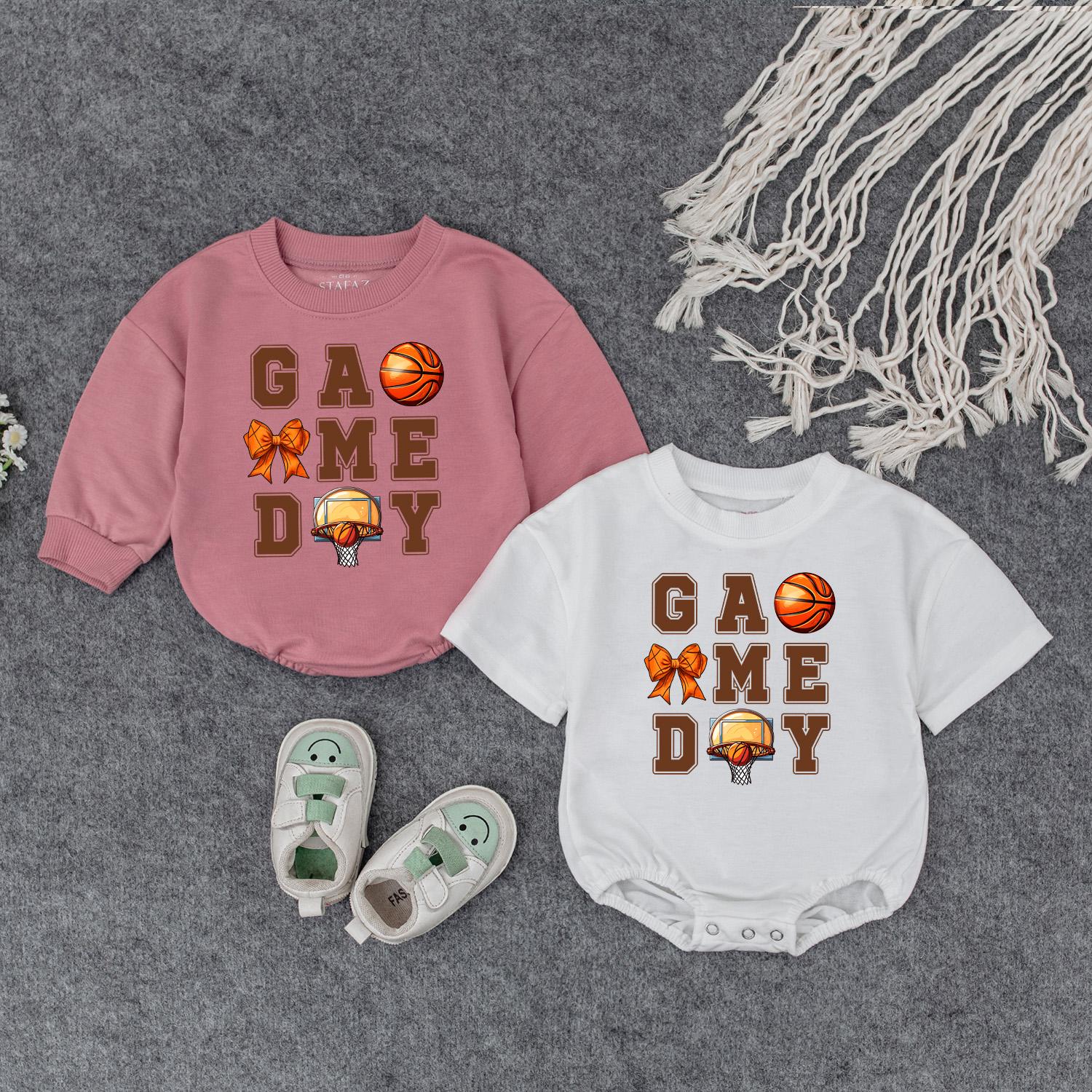 Basketball Game Day Baby Outfit Cute Sports Sweatshirt Romper Set for Baby Girls