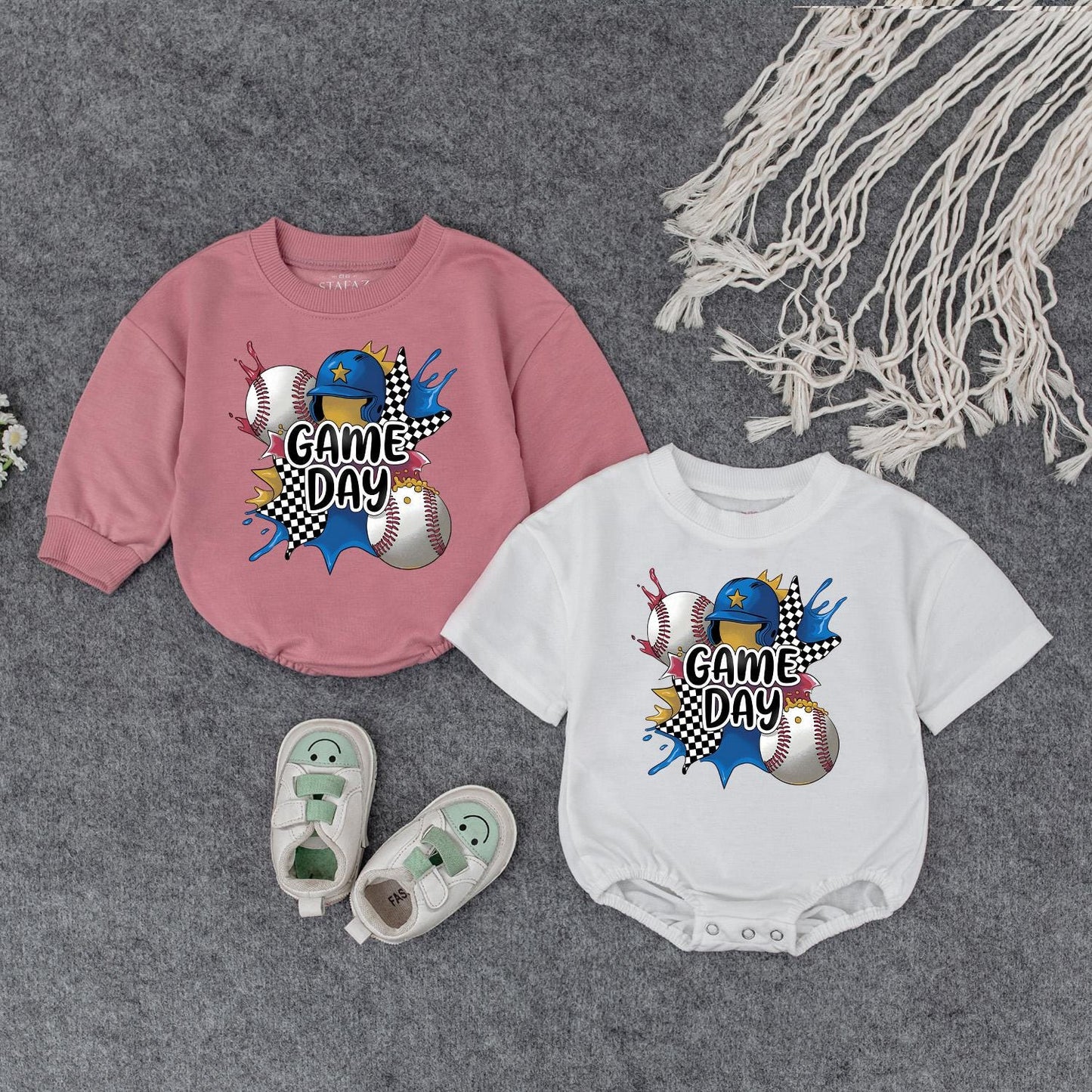 Baseball Game Day Baby Romper Infant Boy Outfit with Baseball Graphics Toddler Sports Tee Cute Baseball Baby Clothes