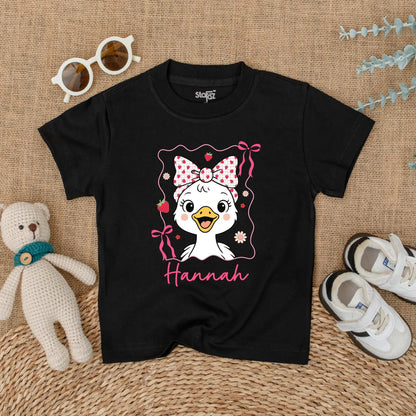 Personalized Cute Pink Bow Goose Baby Romper Summer Strawberry Design Girl Bodysuit Name Outfit Soft Cotton Shower Gift