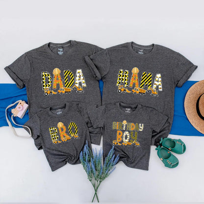 Personalized Construction Birthday Family Matching Outfits - Excavator Theme 1st Boy's Birthday Shirts Custom Name Gift