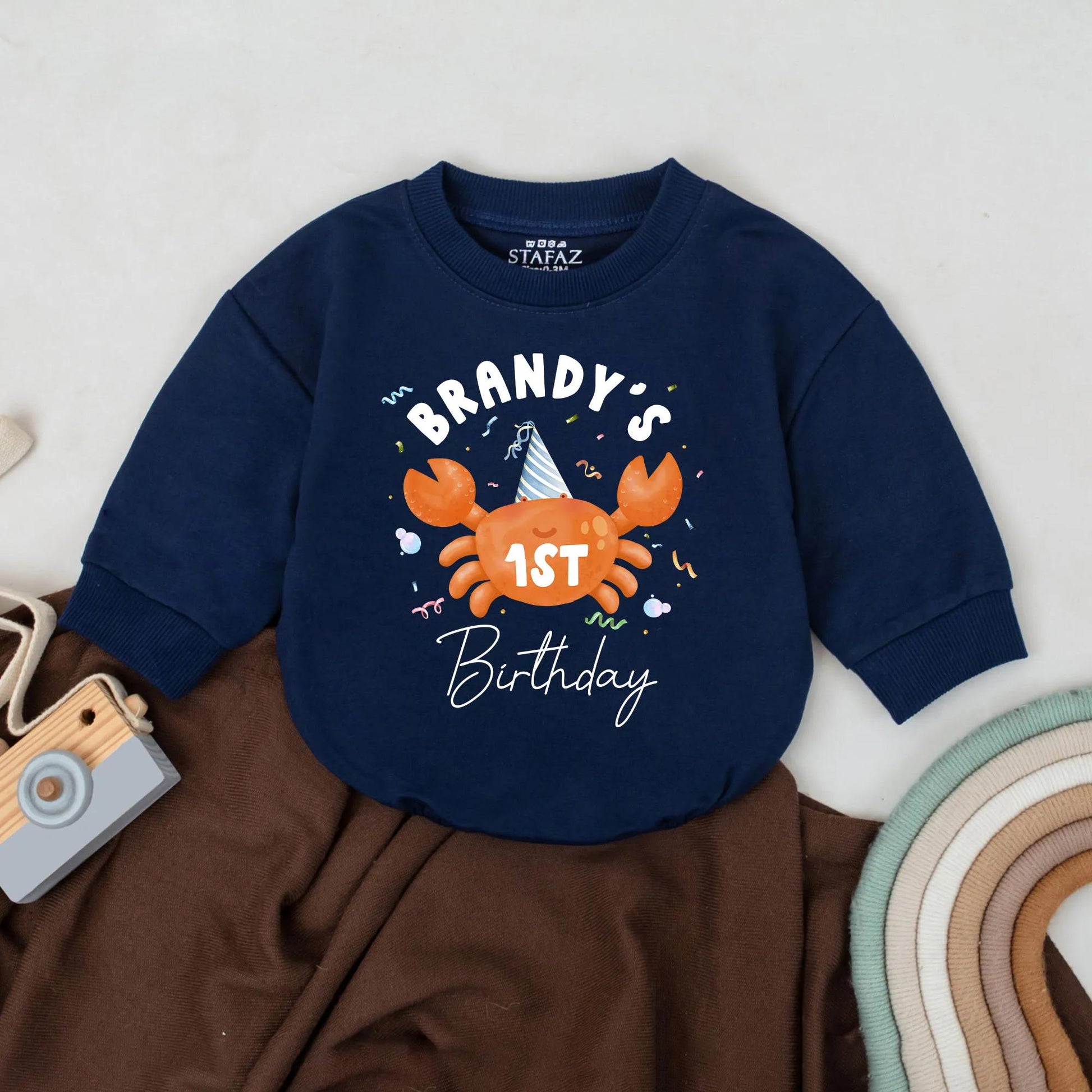 Crabtivating First Birthday Baby Romper, Under the Sea Party Outfit, Personalized Name Bubble Romper, Ocean Theme,  Baby Girl or Boy Gift (139 chars)