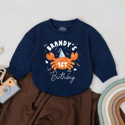 Crabtivating First Birthday Baby Romper, Under the Sea Party Outfit, Personalized Name Bubble Romper, Ocean Theme,  Baby Girl or Boy Gift (139 chars)