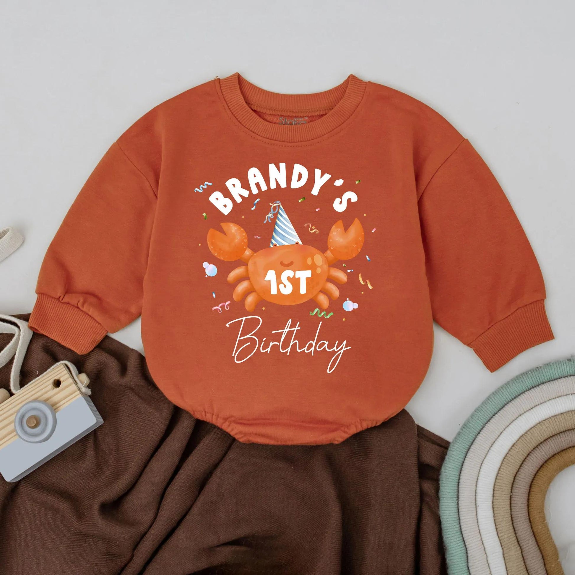 Crabtivating First Birthday Baby Romper, Under the Sea Party Outfit, Personalized Name Bubble Romper, Ocean Theme,  Baby Girl or Boy Gift (139 chars)