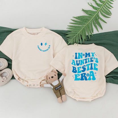 In My Auntie Era Matching Outfit Cool Aunt Shirt & Nephew Romper Baby Shower Gift Newborn Boy Retro Boho Style