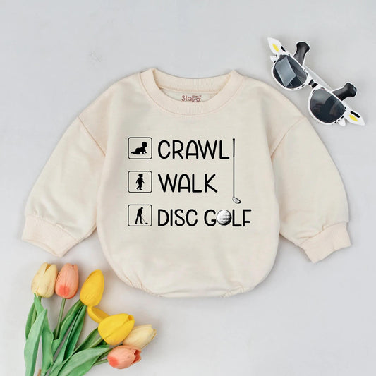 Disc Golf Baby Bubble Romper Soft Cotton Crawl Walk Sports Shirt Adorable Baby Gift Idea for Boys & Girls