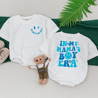 In My Mama's Boy Era Matching Outfit: Custom Family, New Mom & Son, Baby Shower Gift, Mini Romper for Boy
