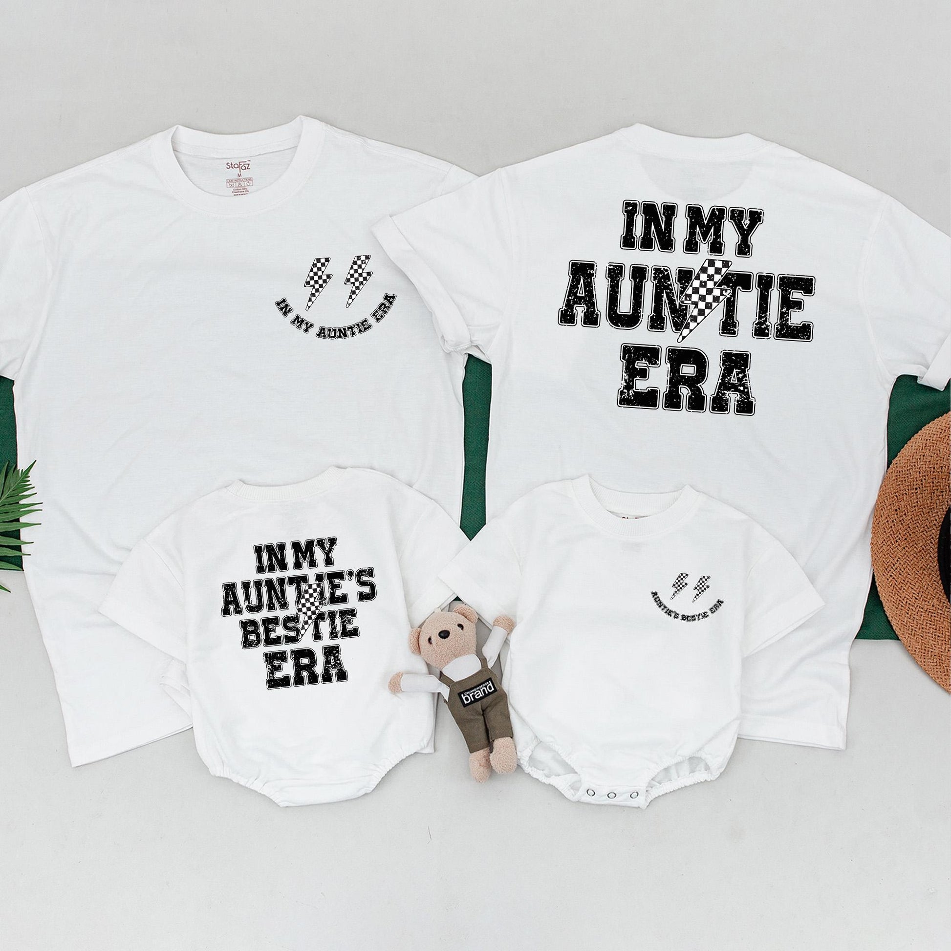 In My Auntie Era Matching Outfit Cool Aunt Shirt Baby Shower Gift Auntie And Niece Newborn Girl Romper 