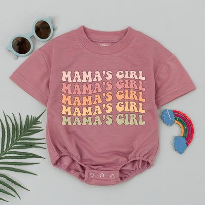 Mama's Girl Retro Baby Romper - Pink, Peach, Yellow & Green Wavy Bodysuit Baby Girl Shower Gift Mom Outfits