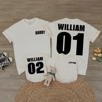 Personalized Dad & Son Last Name T-Shirt Matching Set Father's Day Gift Custom Family Shirts Daddy and Me Comfortable Cotton