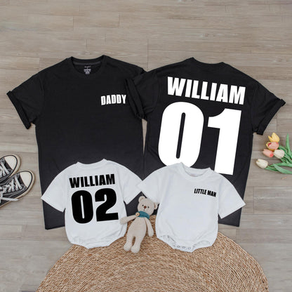 Personalized Dad & Son Last Name T-Shirt Matching Set Father's Day Gift Custom Family Shirts Daddy and Me Comfortable Cotton