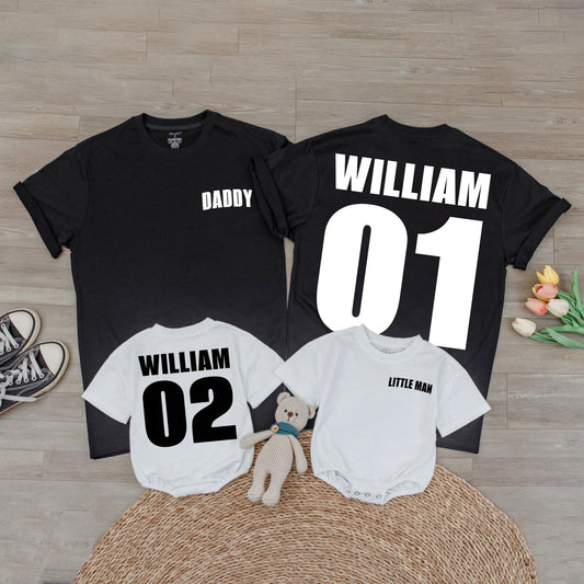 Personalized Dad & Son Last Name T-Shirt Matching Set Father's Day Gift Custom Family Shirts Daddy and Me Comfortable Cotton
