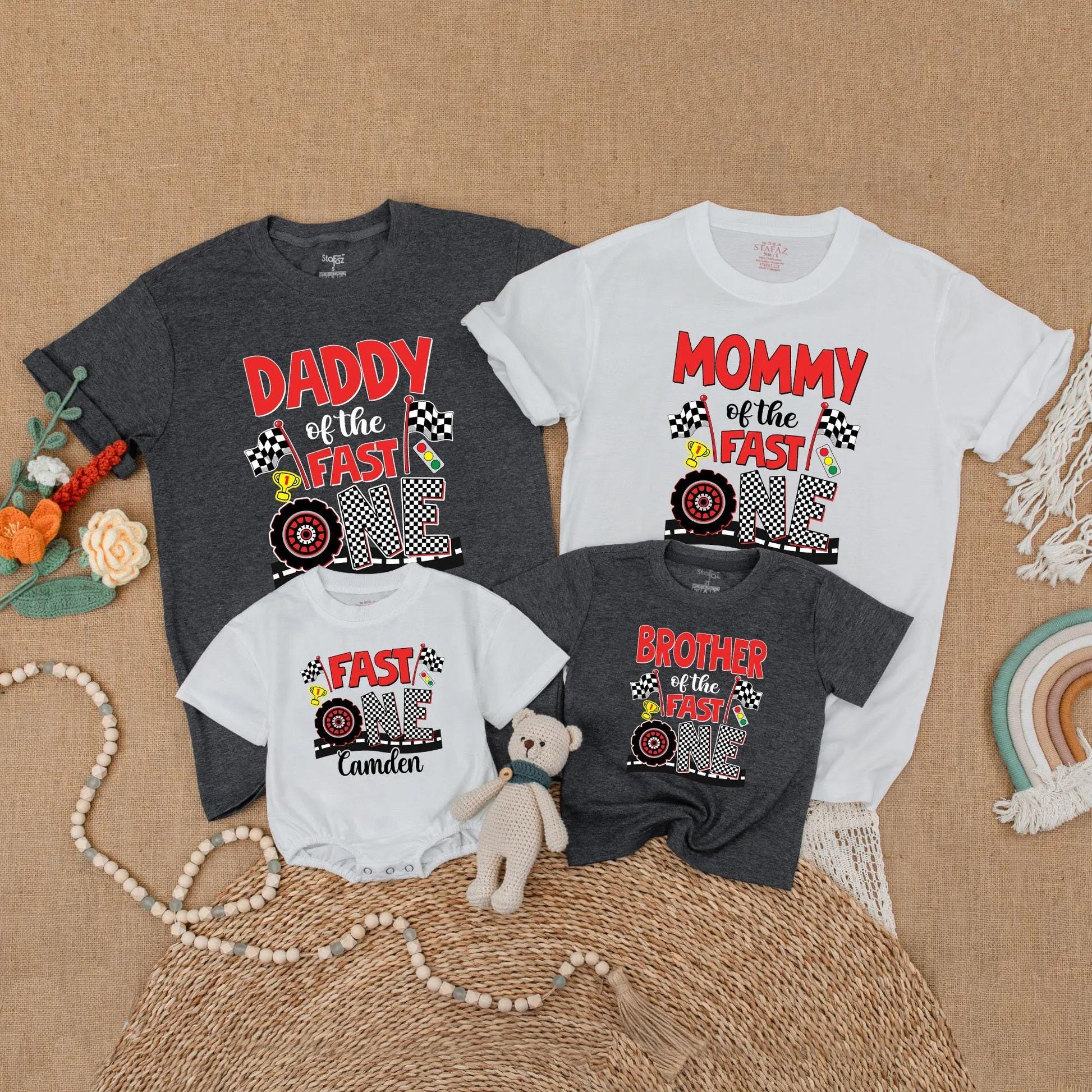 Fast One Birthday Matching Family Shirts Race Car Party Outfit Mommy and Me 1st Birthday Gift