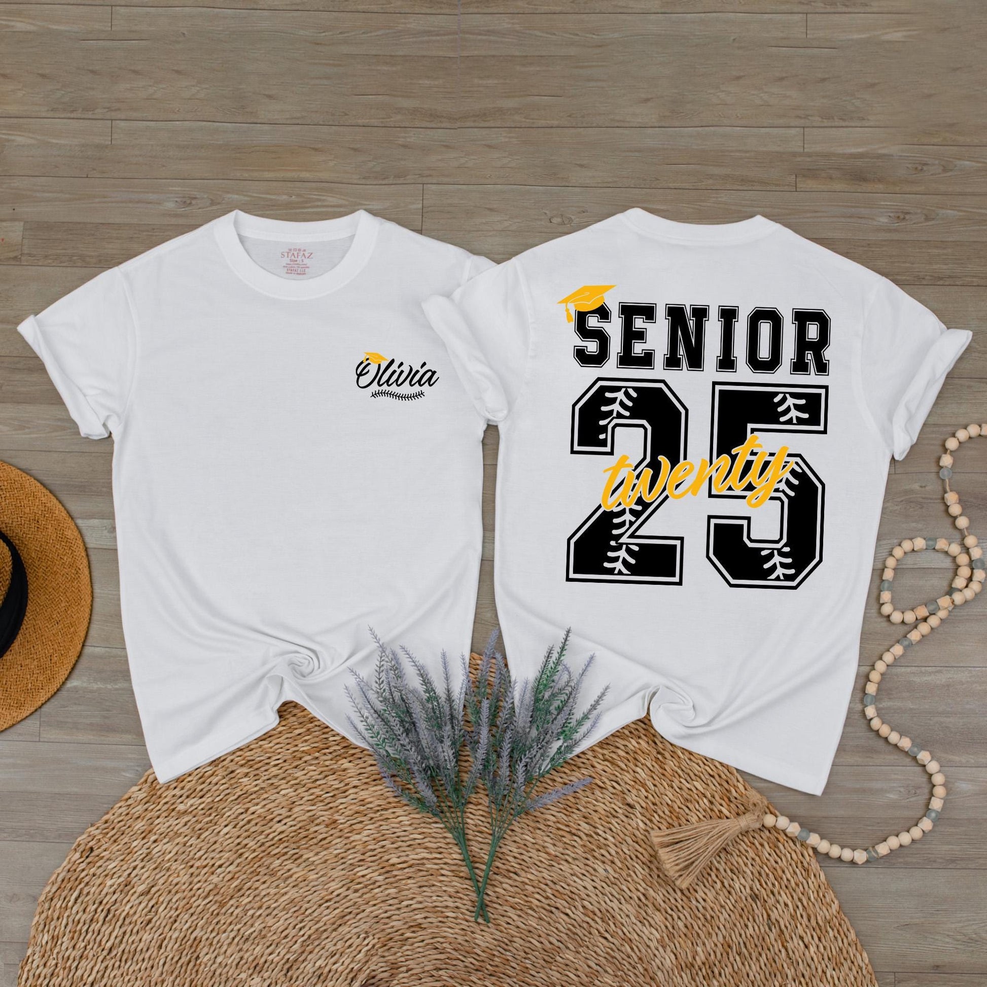 Custom Senior 2025 Baseball T-Shirt Graduation Gift Class of 25 Ideal Game Day Senior Night Shirt for Proud Baseball Moms.