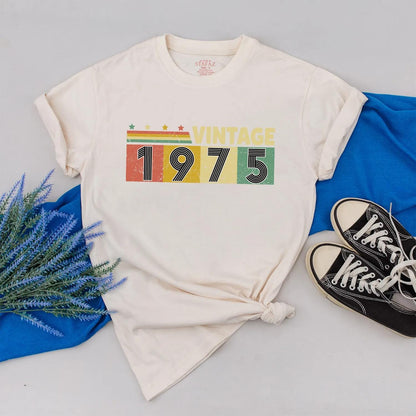 Personalized 1975 Vintage Shirt Classic 50th Birthday Outfit Retro Color Custom Gift for Women Men 1975 Birthday Outfit