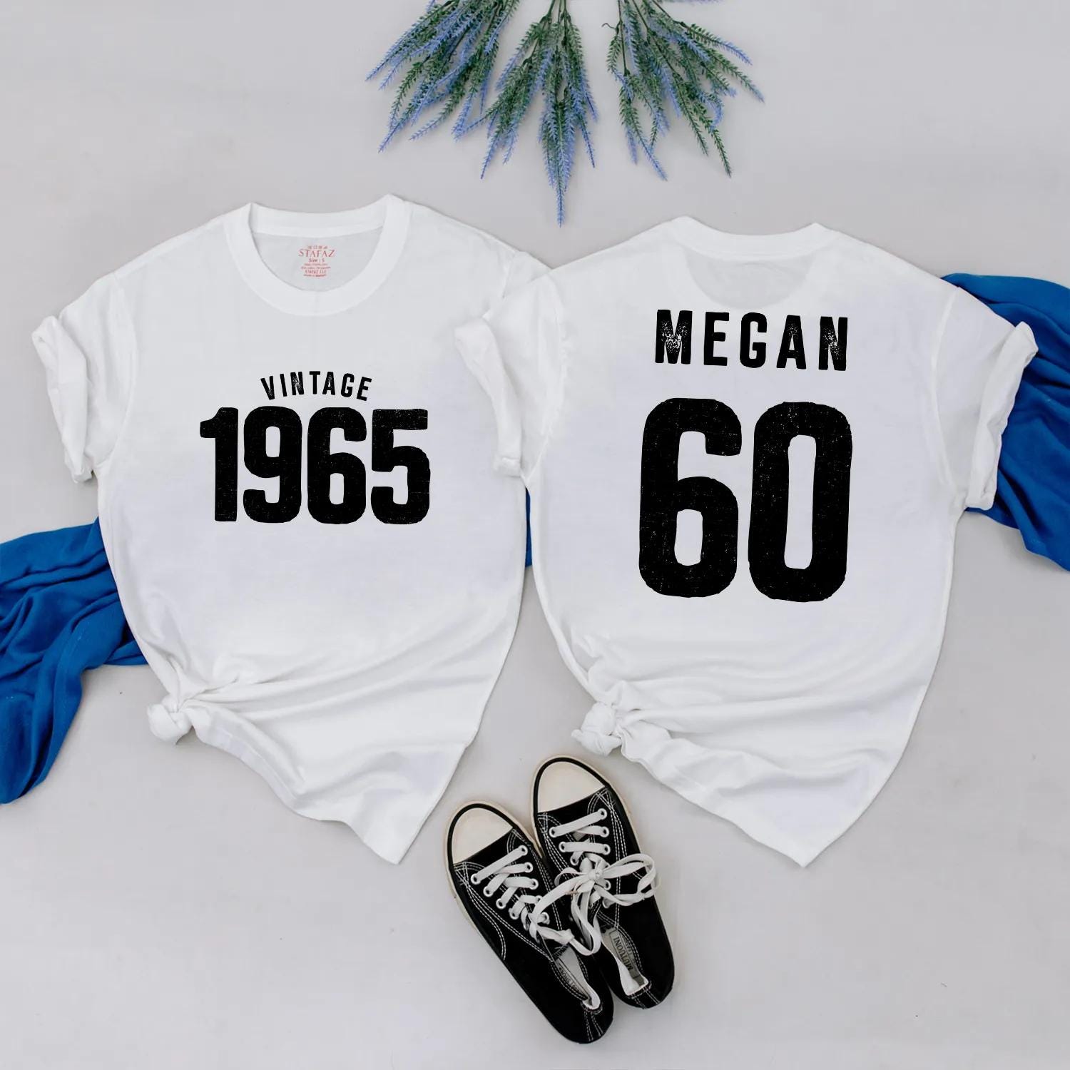 Vintage 1965 Birthday Shirt: 60th Birthday Gift for Dad & Mom - Custom Name, Born in '65, Perfect Party Outfit