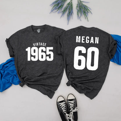 Vintage 1965 Birthday Shirt: 60th Birthday Gift for Dad & Mom - Custom Name, Born in '65, Perfect Party Outfit