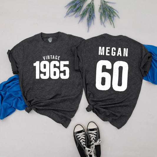 Vintage 1965 Birthday Shirt: 60th Birthday Gift for Dad & Mom - Custom Name, Born in '65, Perfect Party Outfit