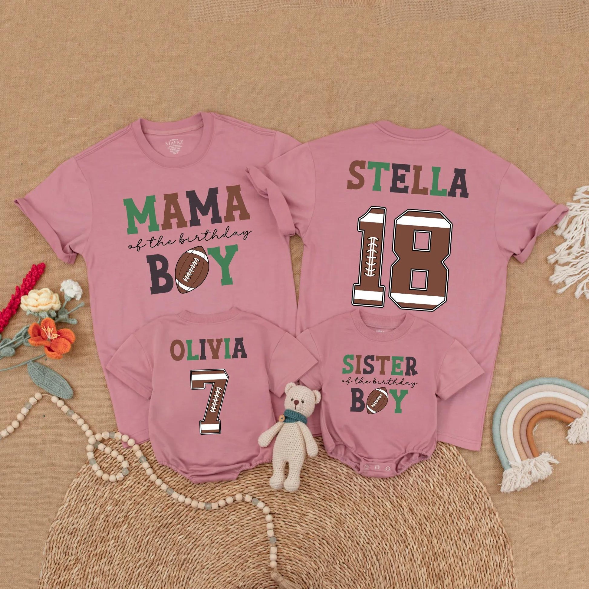 Football First Birthday Matching Family Shirts, Custom Name Number One Year Old Outfit, Birthday Boy Romper, First Birthday Party Gift, Sports Theme (138 chars)