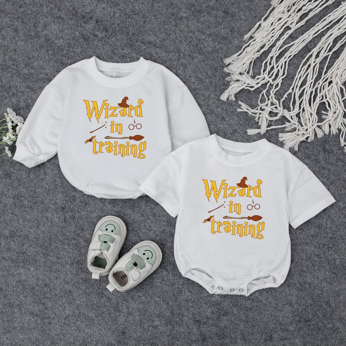 Wizard in Training Baby Romper Newborn Infant Bodysuit New Parent Gift Witchy Outfit Shower Present Soft Comfortable First Birthday Celebration Attire