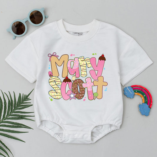 Personalized Ice Cream Summer Baby Bubble Romper Sweet Cherry Sprinkle Donut Birthday Girl Clothes Newborn Outfit Baby Shower Gift