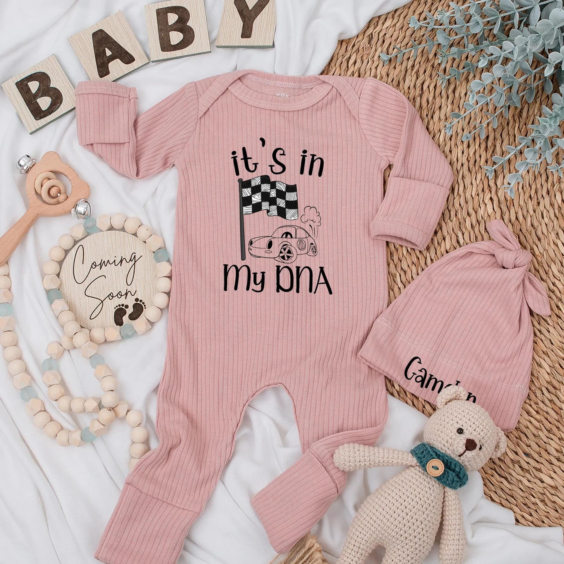 It's in My DNA Racing Baby Bodysuit - Personalized Race Car Newborn Outfit, Racer Baby Boy Clothes, Baby Shower Gift