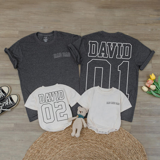Custom Dad and Rad Family T-shirts - Any Name & Number, Personalized Father's Day Gift for Dad & Son, Comfortable Shirts