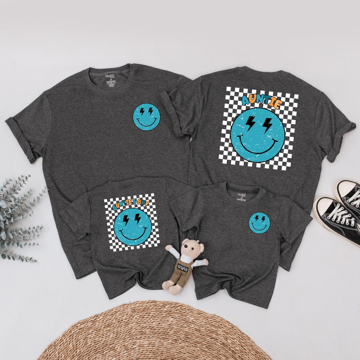 Cool Auntie's Boy Matching Outfit Aunt and Nephew Baby Romper Retro Auntie Shirt Family Matching Gift for Auntie's Little Man