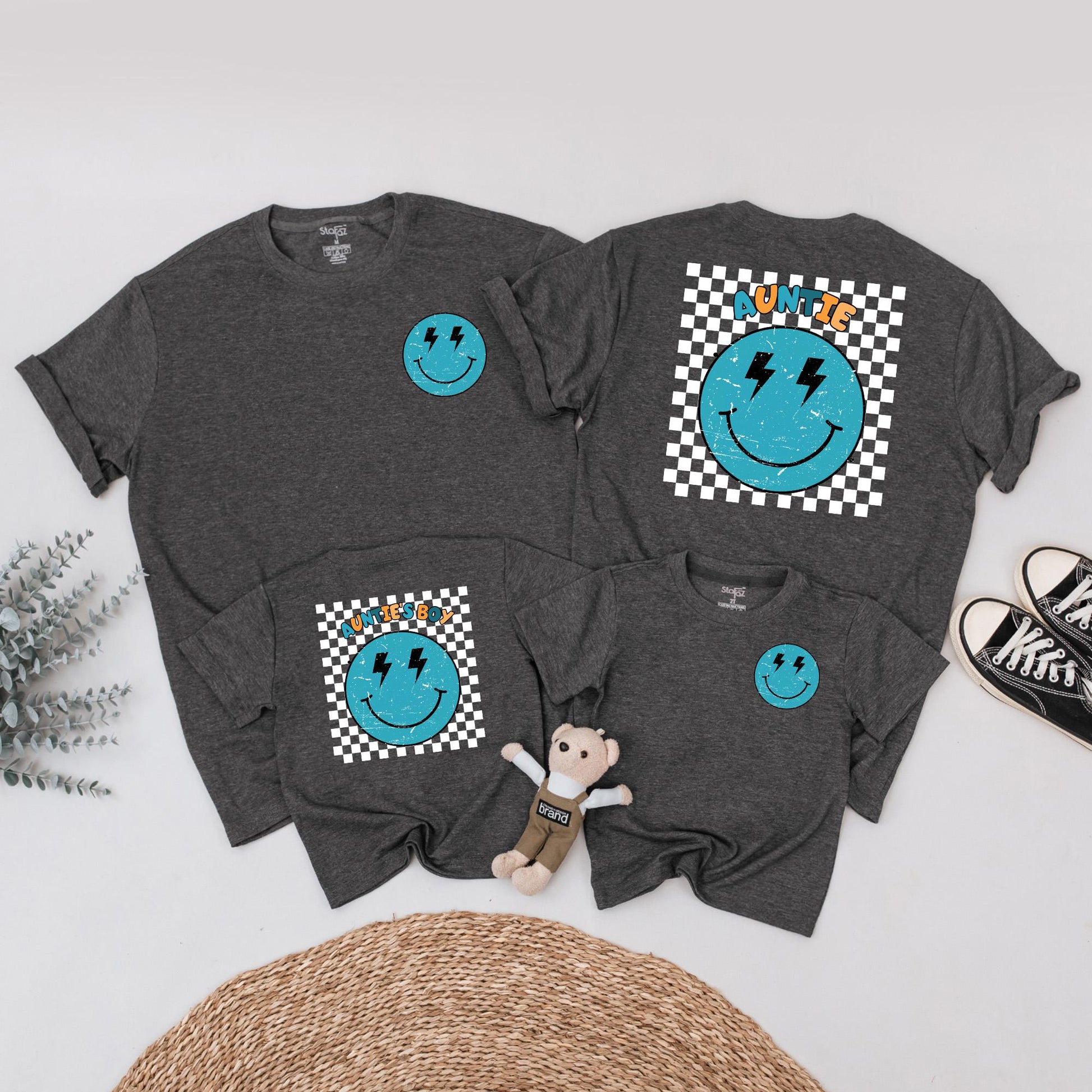 Cool Auntie's Boy Matching Outfit Aunt and Nephew Baby Romper Retro Auntie Shirt Family Matching Gift for Auntie's Little Man