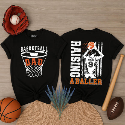 Custom Basketball Dad Shirt with Name & Number - Personalized Basketball Daddy Tee for Game Day Fan Gifts