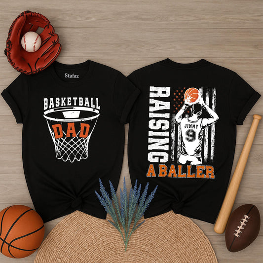 Custom Basketball Dad Shirt with Name & Number - Personalized Basketball Daddy Tee for Game Day Fan Gifts