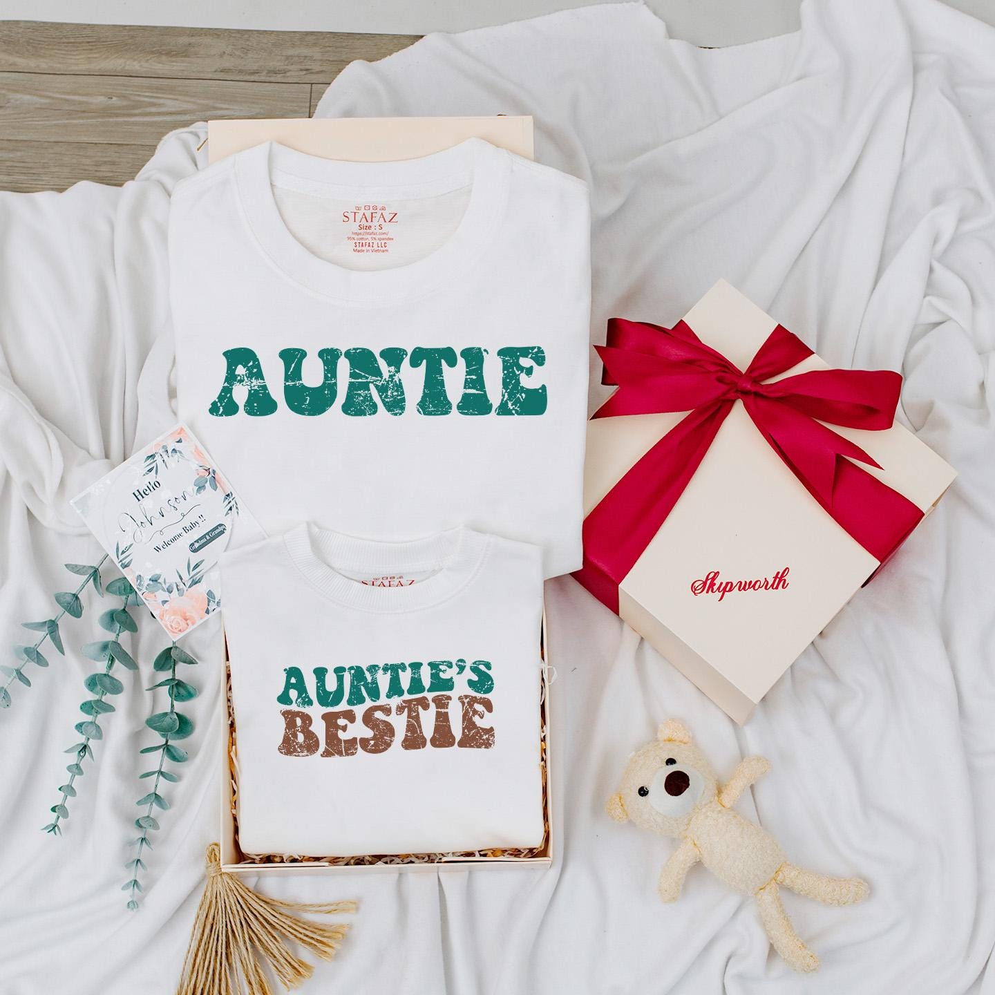 Custom Auntie and Auntie's Bestie Matching Baby Romper Adorable Sister Niece Gift Family Outfit Baby Shower Present Newborn Cute