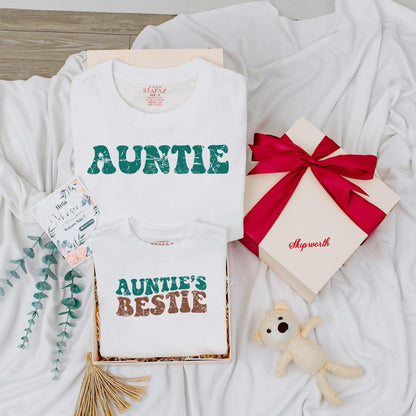 Custom Auntie and Auntie's Bestie Matching Baby Romper Adorable Sister Niece Gift Family Outfit Baby Shower Present Newborn Cute