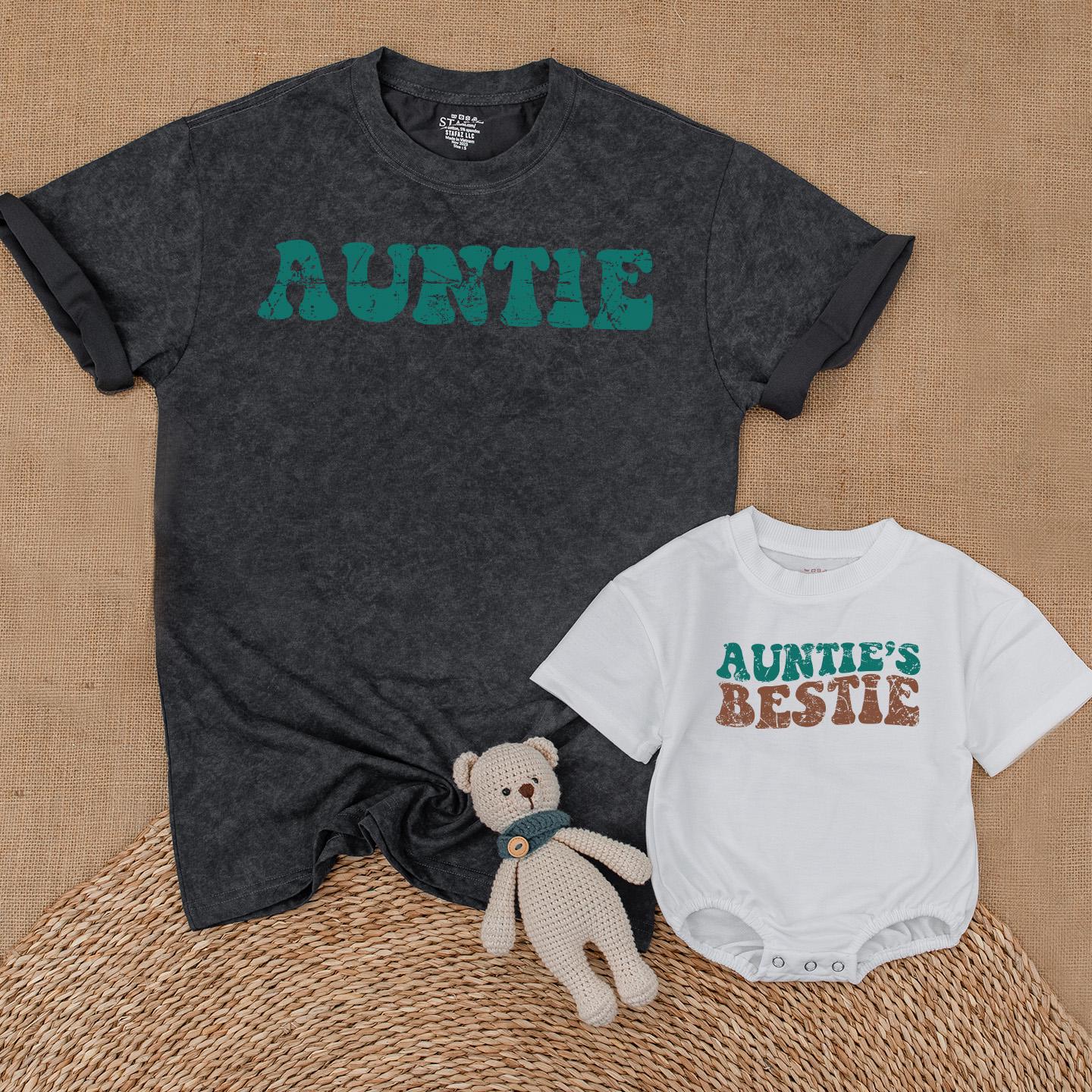 Custom Auntie and Auntie's Bestie Matching Baby Romper Adorable Sister Niece Gift Family Outfit Baby Shower Present Newborn Cute