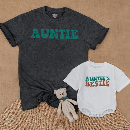 Custom Auntie and Auntie's Bestie Matching Baby Romper Adorable Sister Niece Gift Family Outfit Baby Shower Present Newborn Cute