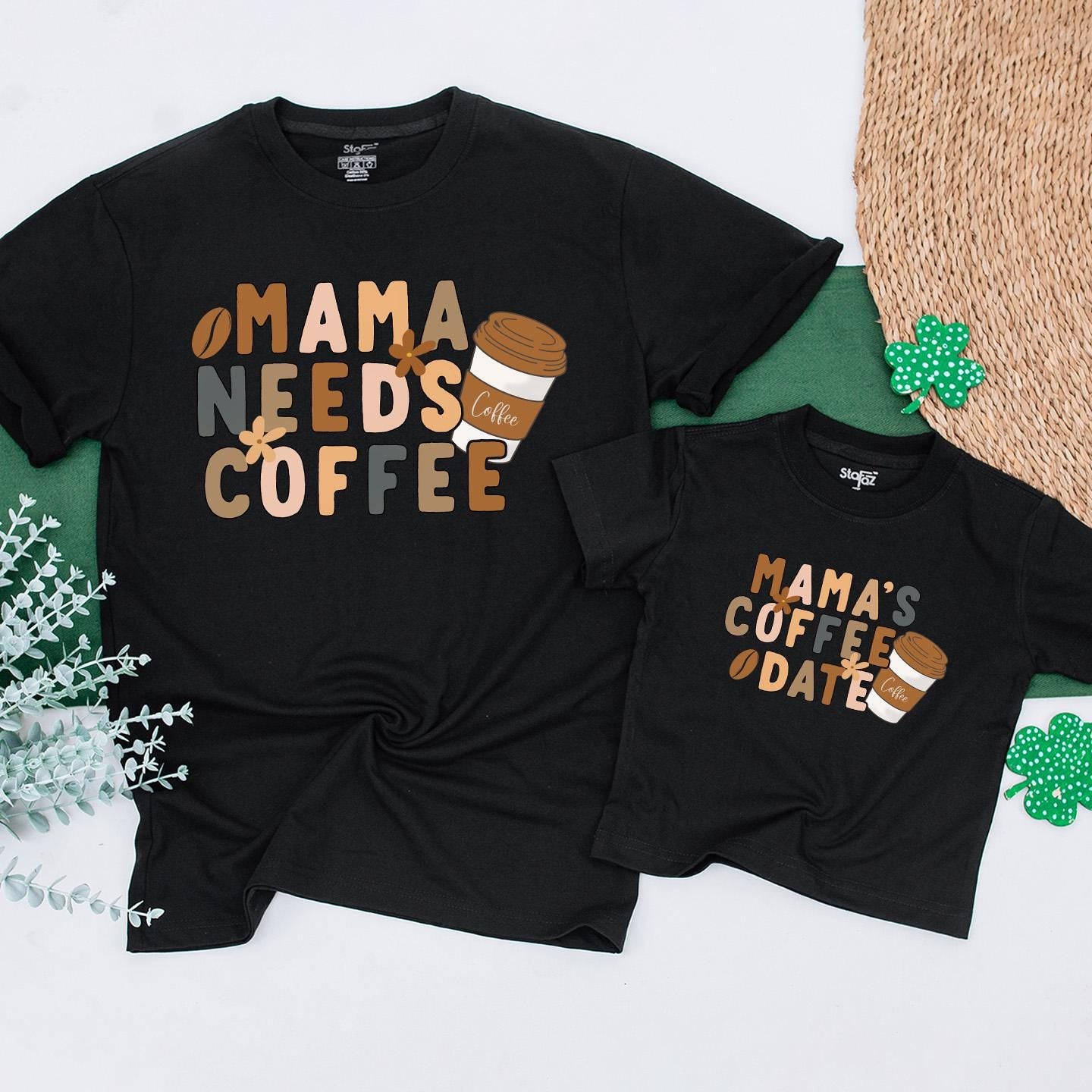 Mama's Coffee Date Matching Shirt Mama Needs Coffee Baby Bodysuit Coffee Lover Mom and Me Outfits