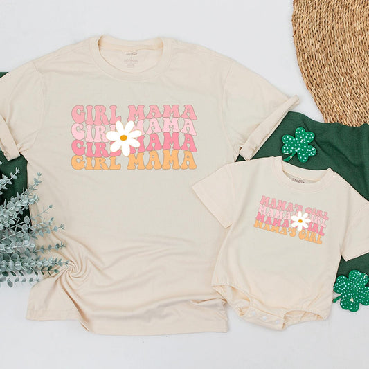 Matching Girl Mama & Mini Daisy Shirts, Floral Mommy and Me Outfits, Baby Bodysuit, Retro Mama's Girl Design, Gift