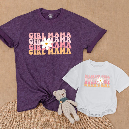 Matching Girl Mama & Mini Daisy Shirts, Floral Mommy and Me Outfits, Baby Bodysuit, Retro Mama's Girl Design, Gift