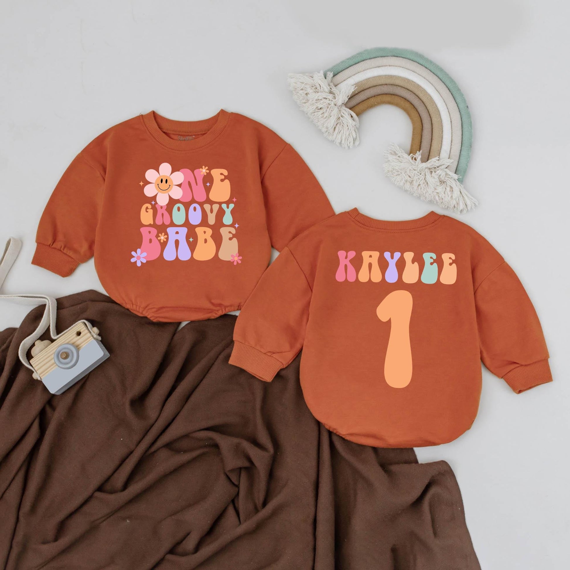 Groovy Babe First Birthday Romper Personalized Name Retro Baby Girl Outfit Flower Power 1st Birthday Gift Custom Baby Girl Clothes