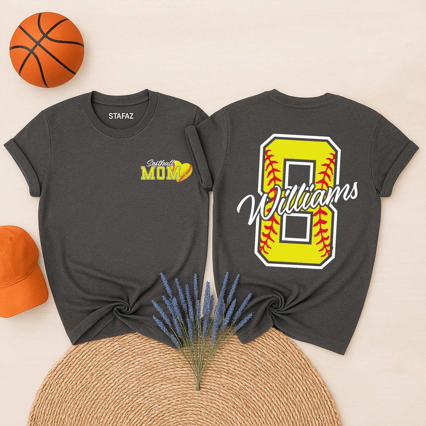 Personalized Softball Mom Shirt with Custom Name and Number Game Day Fan Apparel Gift for Women and Softball Girls to Wear Proudly