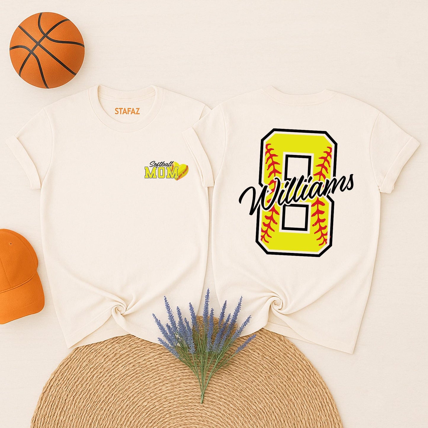 Personalized Softball Mom Shirt with Custom Name and Number Game Day Fan Apparel Gift for Women and Softball Girls to Wear Proudly