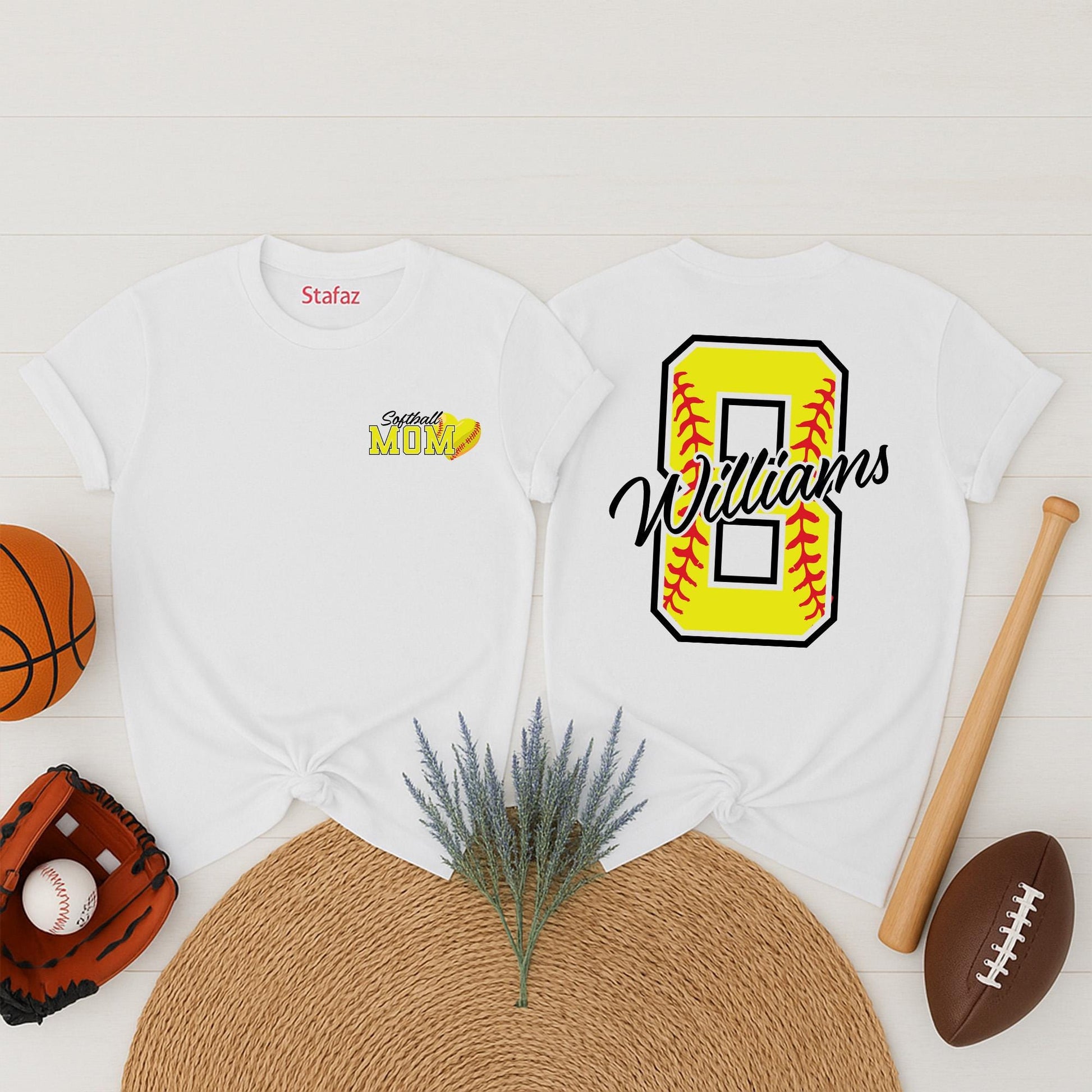 Personalized Softball Mom Shirt with Custom Name and Number Game Day Fan Apparel Gift for Women and Softball Girls to Wear Proudly