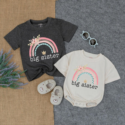 Big Sister Bubble Romper & Tee Summer Outfit Baby Girl Clothes Toddler Youth Gift Idea