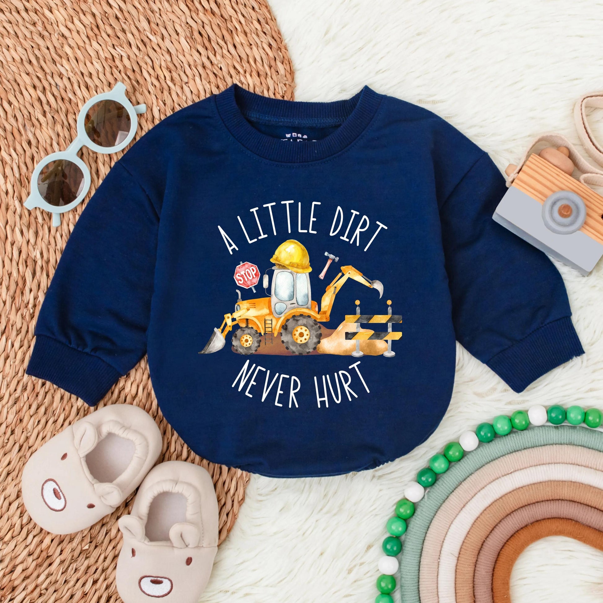 Farm Baby Boy Bodysuit - 'A Little Dirt Never Hurt' Tractor Romper, Country Boy Clothes, Infant Gift, Baby Boy Outfit
